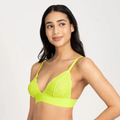 All.You.LIVELY Women's Longline Lace Bralette - Electric Lime S