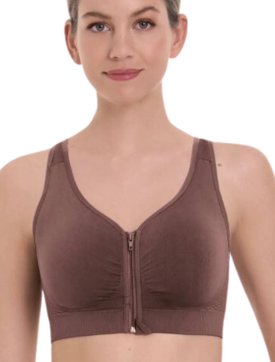 Anita Lynn Front Fastening Wire Free Bilateral Mastectomy Bra, Berry | Berry Front Closure Mastectomy Bra