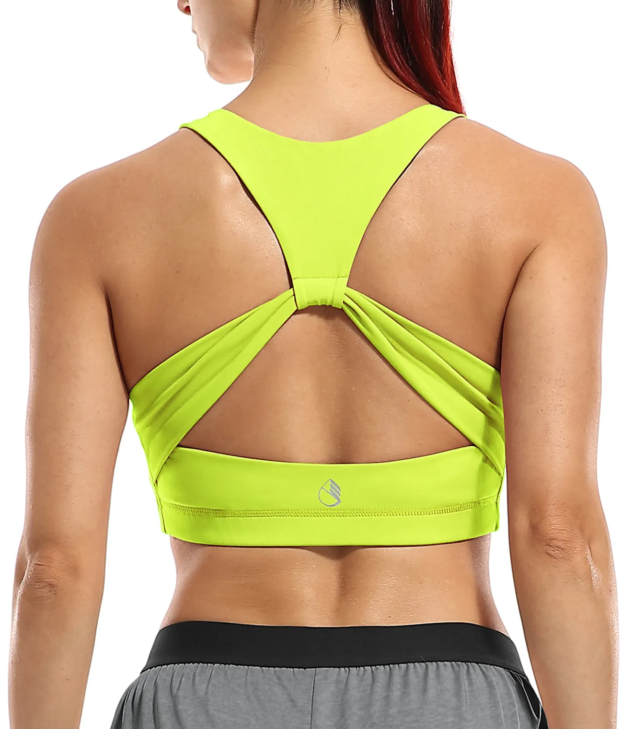 B09 icyzone Women's Workout Yoga Clothes Activewear Printed Racerback Sports Bras