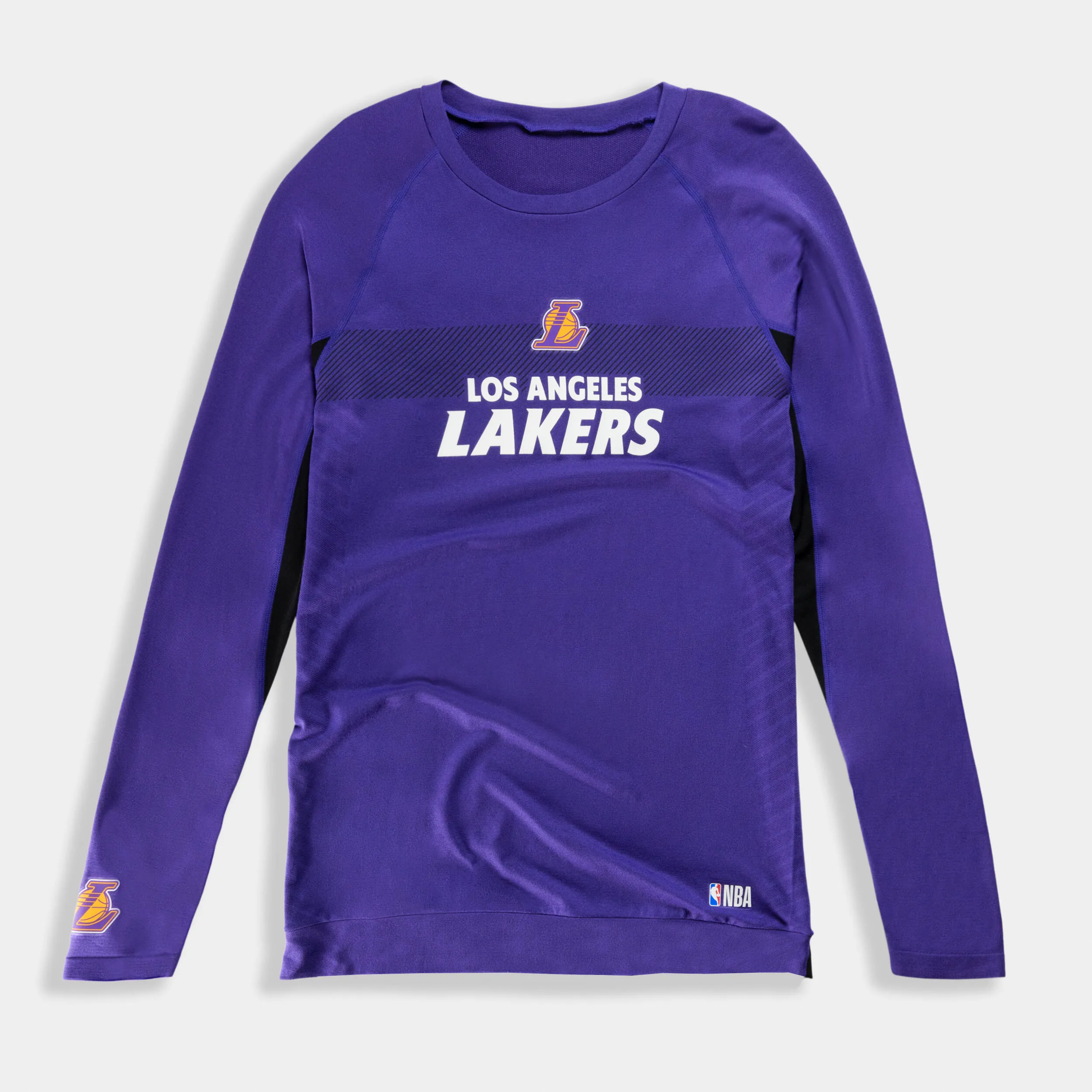 Basketball T-shirt functional with long sleeves UT500 NBA Los Angeles Lakers women's/men's black TARMAK , black/purple