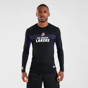 Basketball T-shirt functional with long sleeves UT500 NBA Los Angeles Lakers women's/men's black TARMAK , black/purple