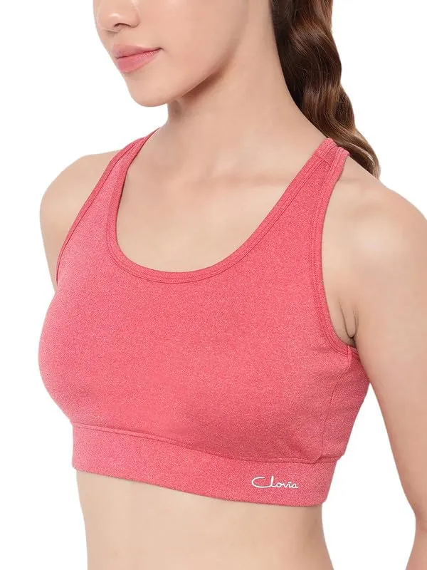 Clovia Women's Medium Impact Padded Racerback Active Sports Bra (BRS041P04_Red_M)