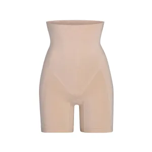 HIGH WAISTED BONDED SHORT W. OPEN GUESST | CLAY