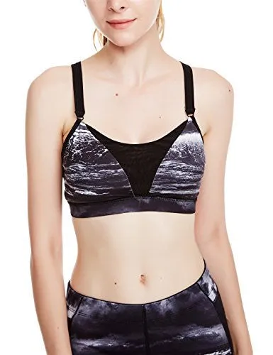 icyzone Women's Workout Yoga Clothes Activewear Printed Racerback Sports Bras