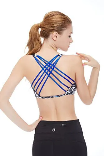 icyzone Women's Workout Yoga Clothes Strappy Crisscross Racerback Sports Bras