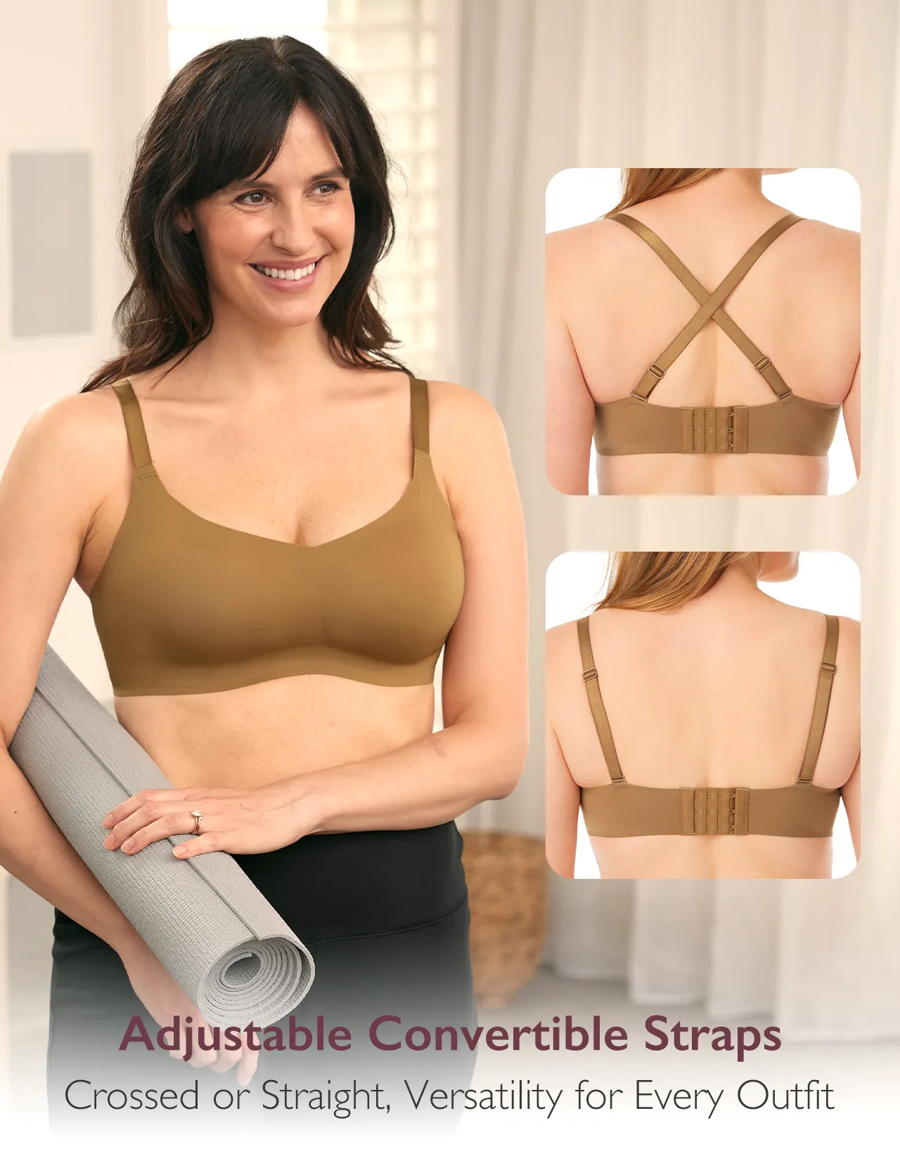 Invisible Square Neckline Comfort Wireless Everyday Bras