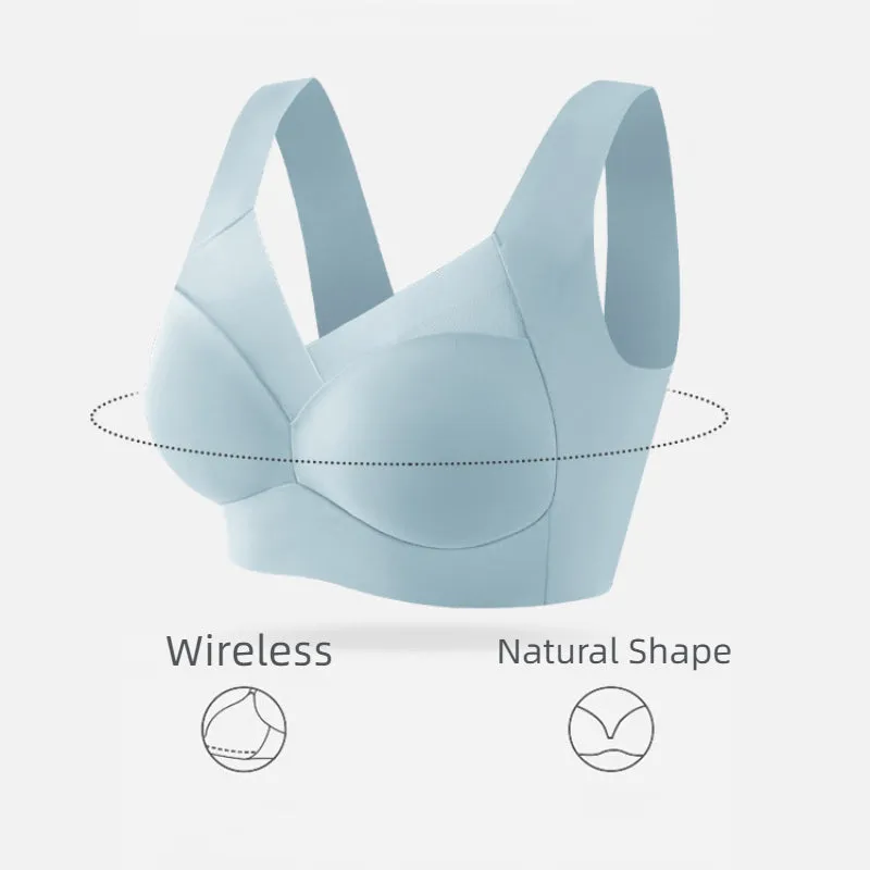 Minimizer Mesh CrossOver Wireless Bra with Cooling, Seamless Smooth Comfort Wirefree Sport & T-Shirt Bra Minimizer Beige