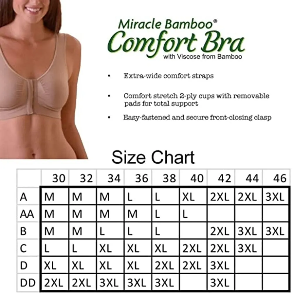 Miracle Bamboo Comfort Bra Deluxe - Set of 3 - Large (37-40")