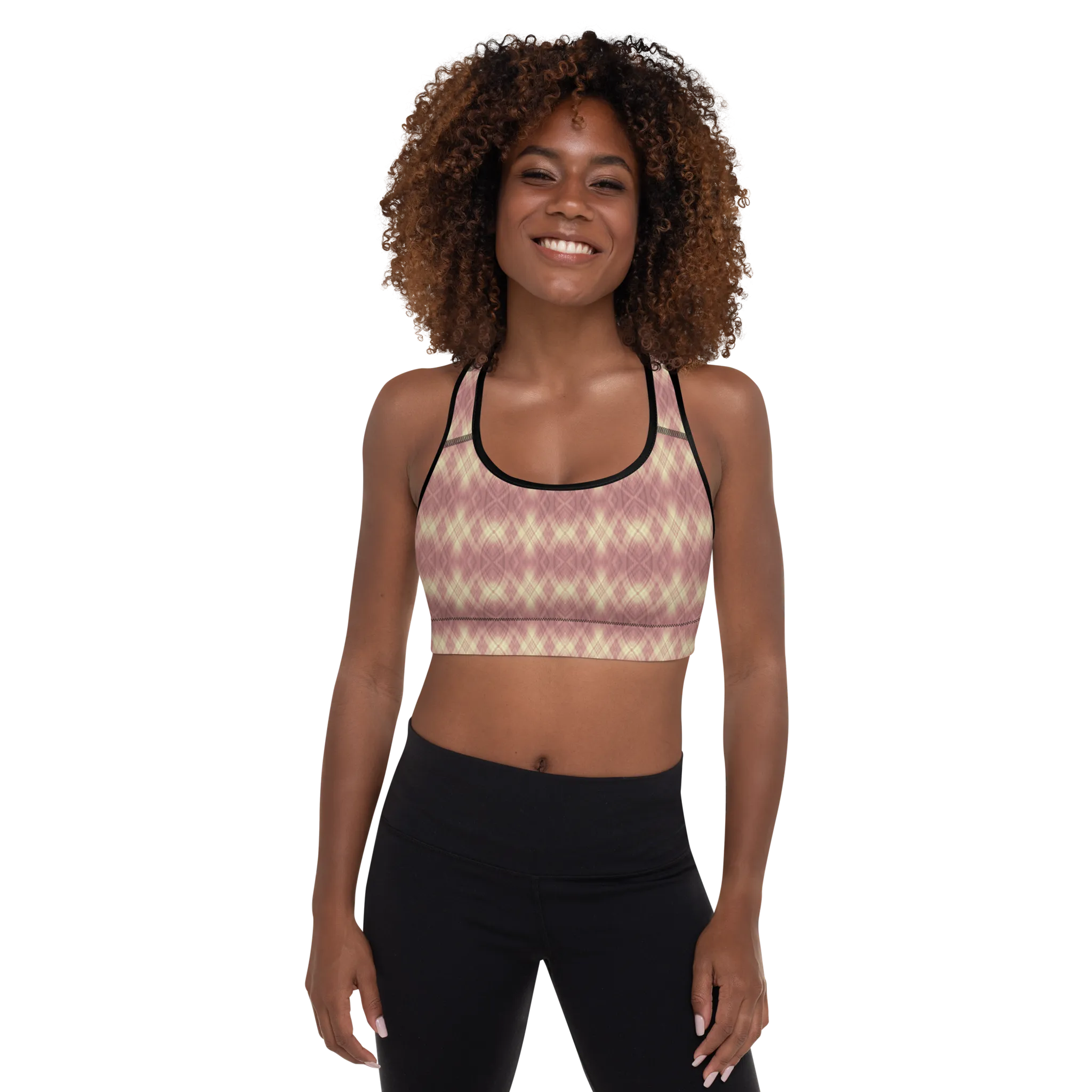 Recursia Argyle Rewired II Padded Sports Bra In Pink