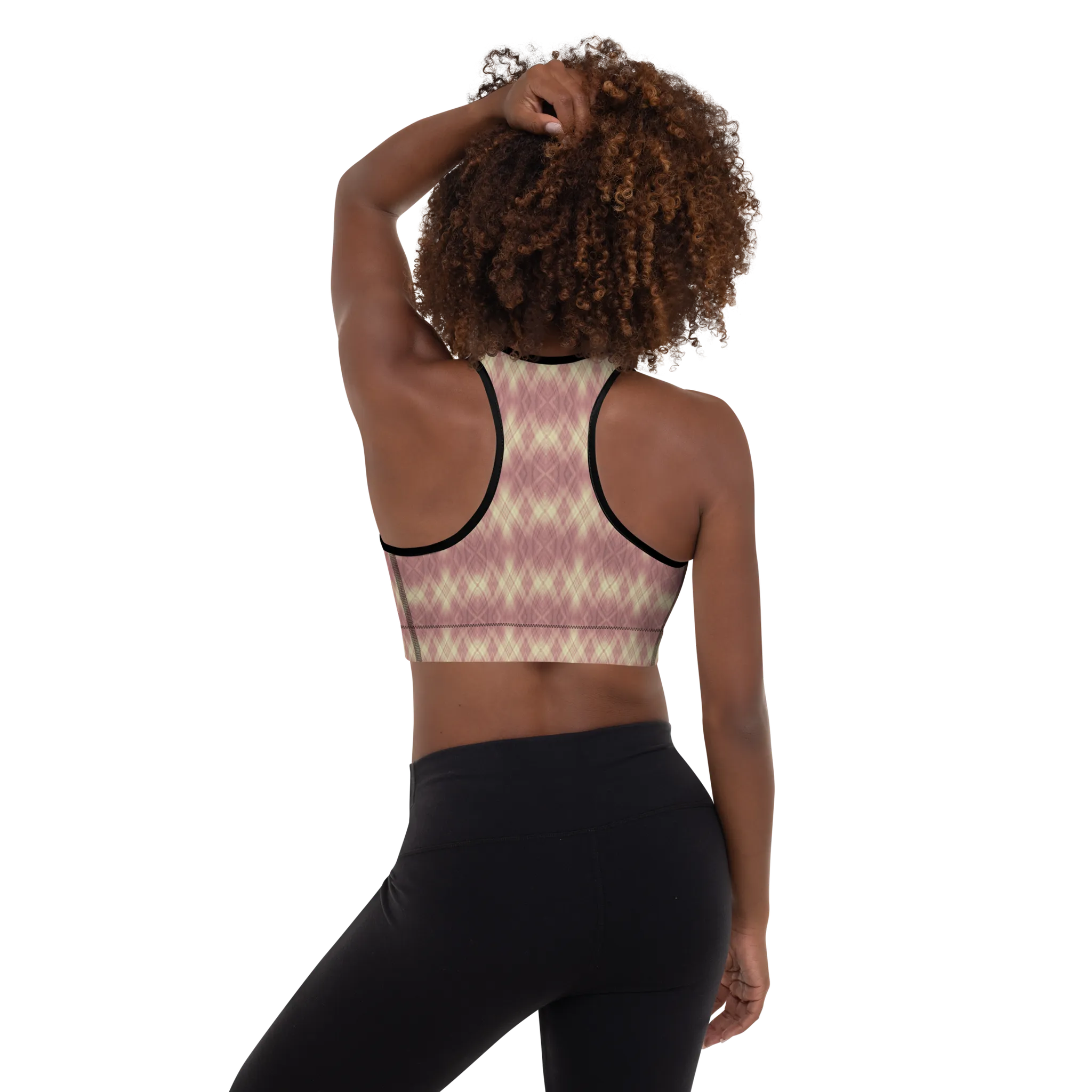 Recursia Argyle Rewired II Padded Sports Bra In Pink