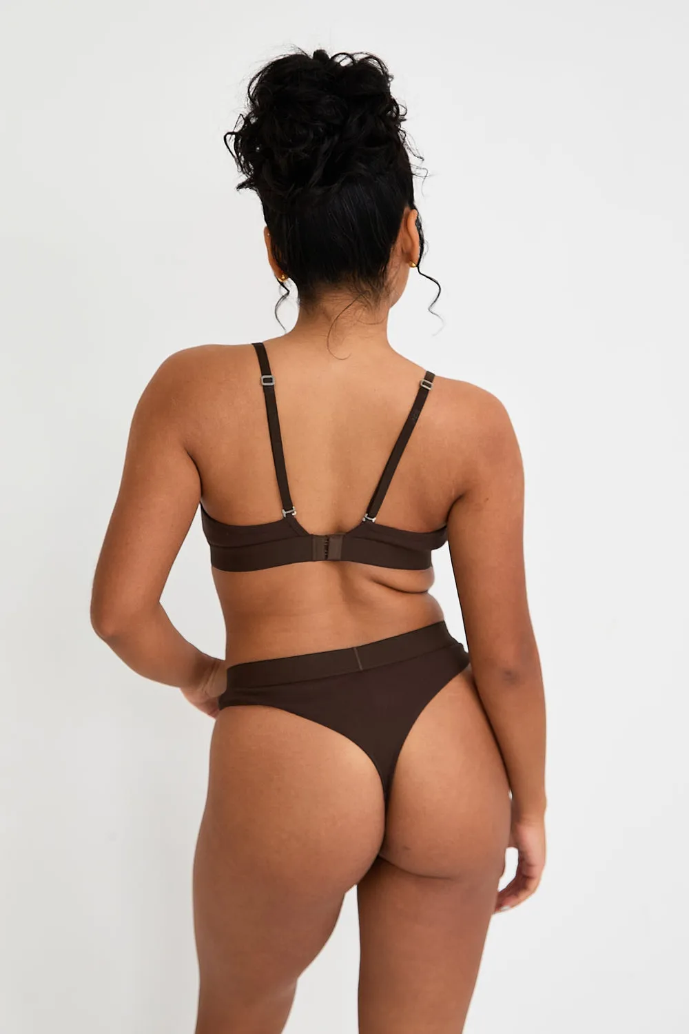 Ribbed Thong - Chocolate