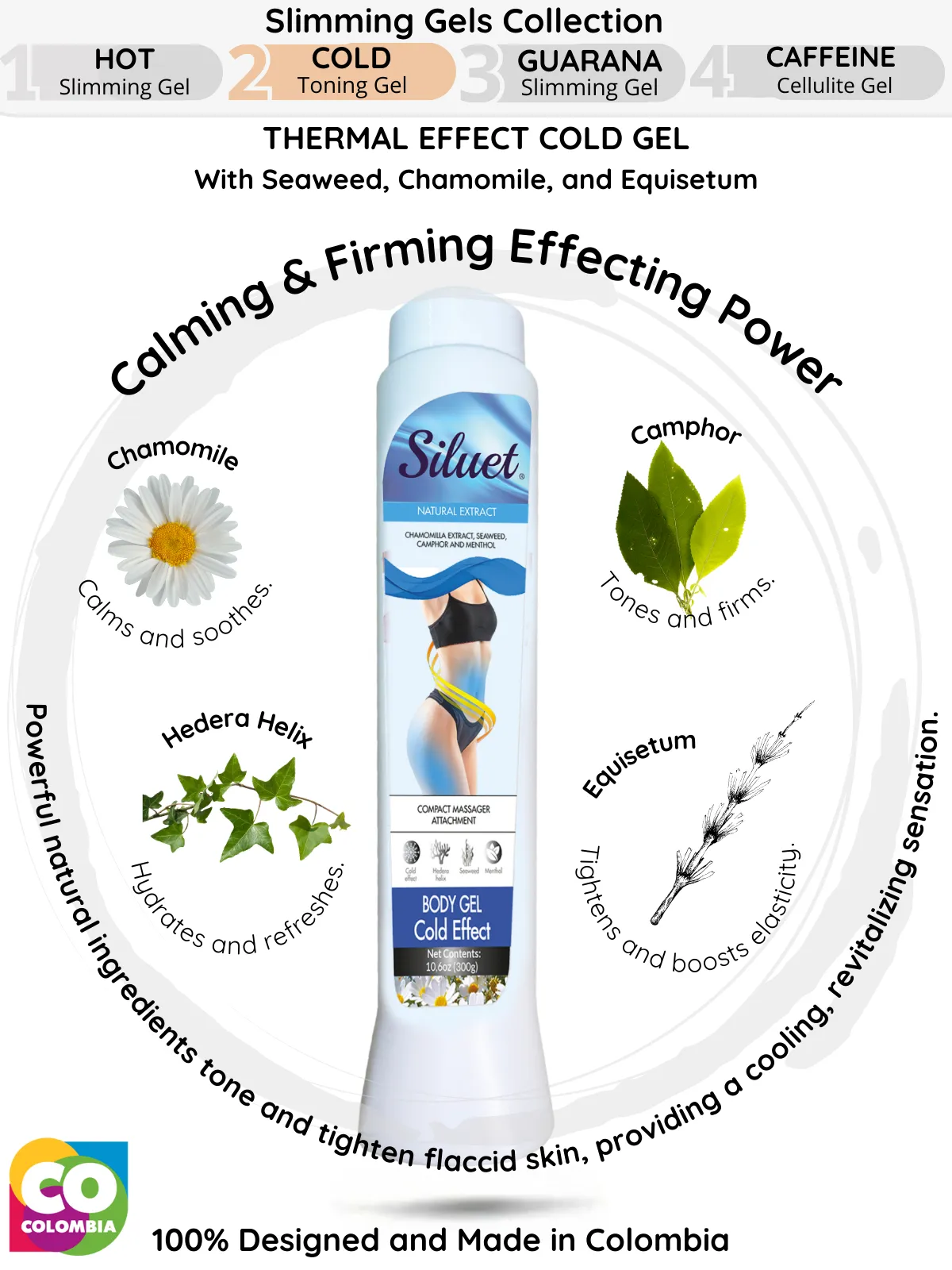 Siluet Thermal Effect Cold Gel with Seaweed & Chamomile – Calming & Tonifying Solution for Flaccid Skin (10.6 oz)