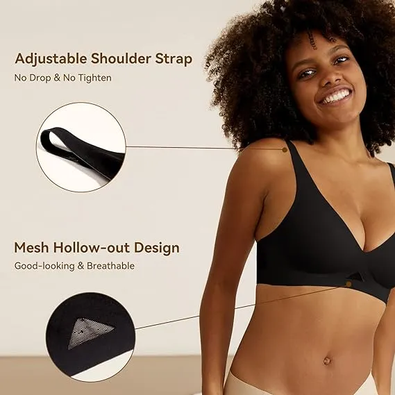 Smooth Comfortable Breathable Mesh Cool Feeling Wireless Bra Black