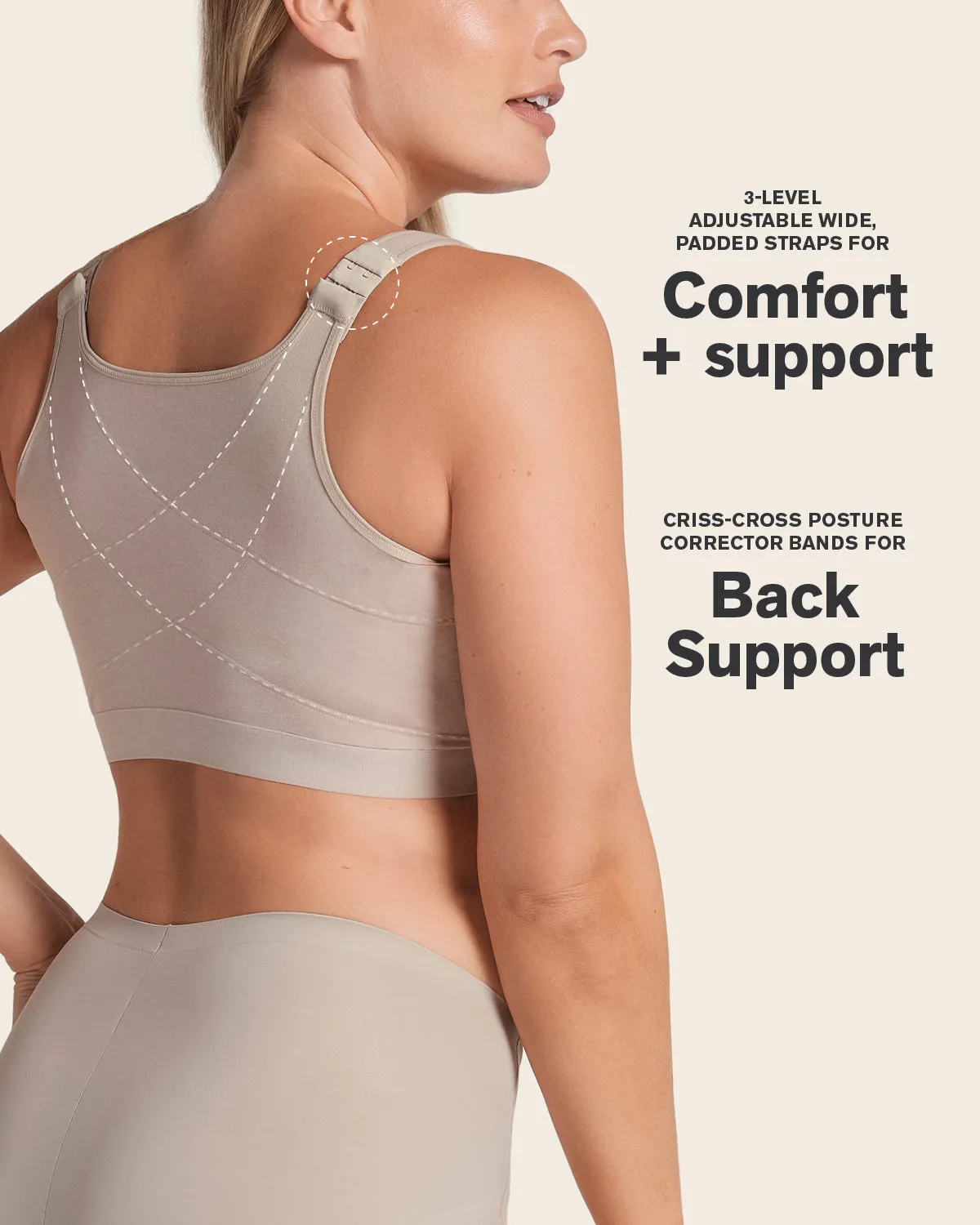 Stretch Cotton Wireless Posture Corrector Bra