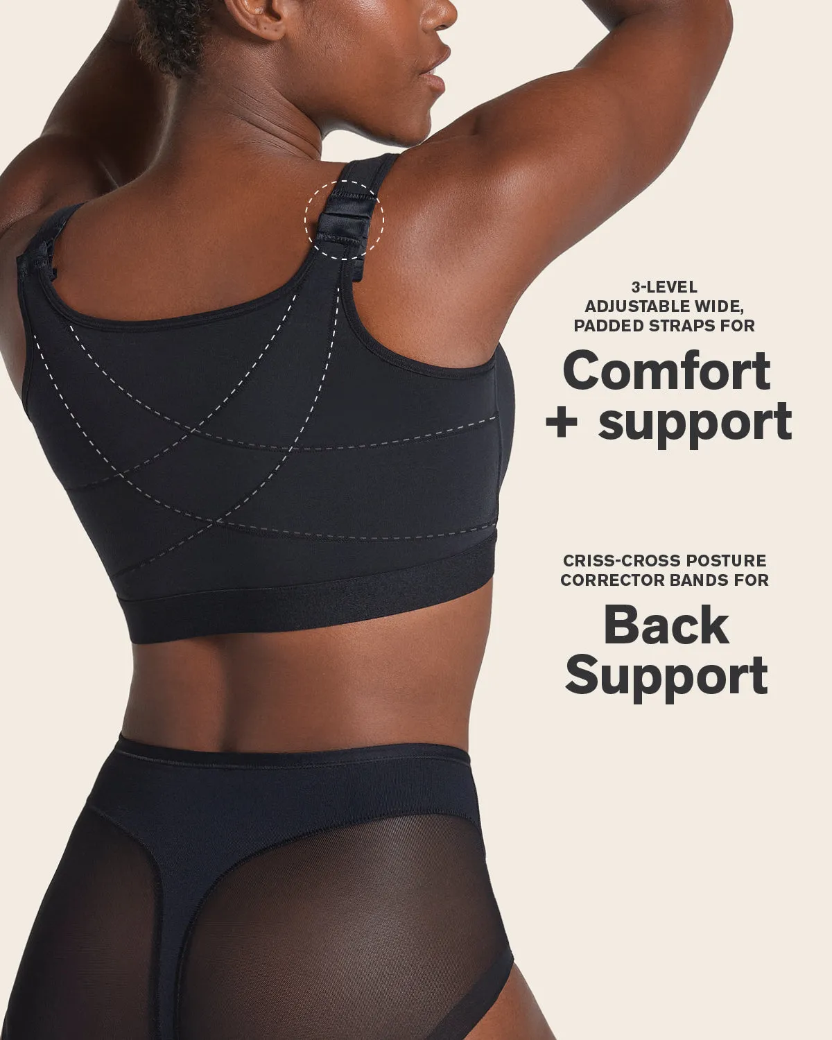 Stretch Cotton Wireless Posture Corrector Bra