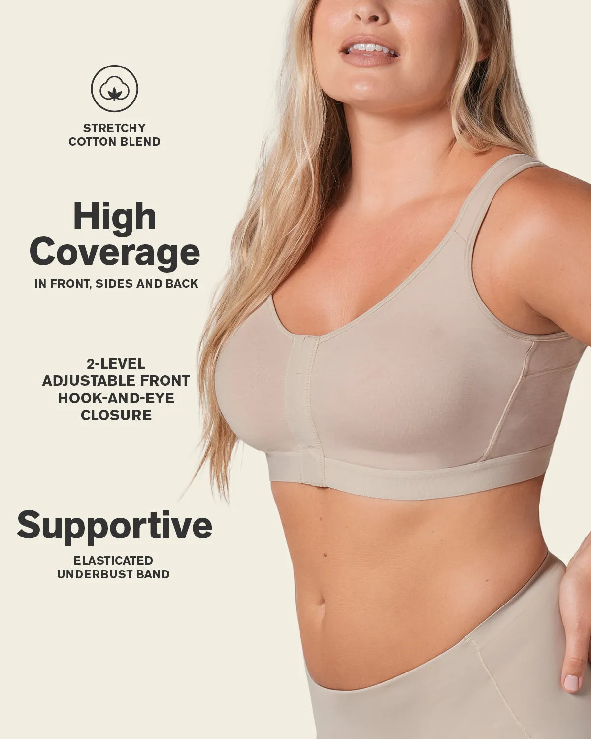 Stretch Cotton Wireless Posture Corrector Bra