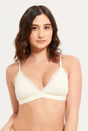 Women Ivory And Grey Non-Wired Bras Set (Pack of 2)